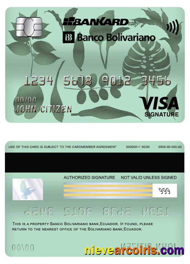 Ecuador Bolivariano bank visa signature card